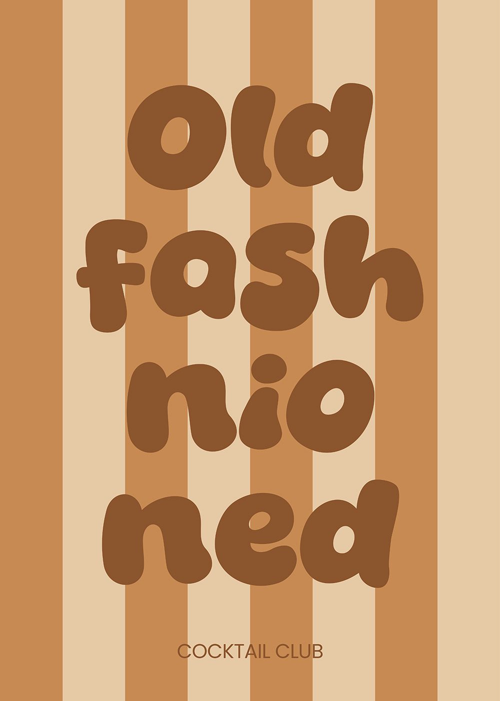 Old Fashioned Poster med typografi i bruna nyanser, perfekt för kök och sommarinredning.