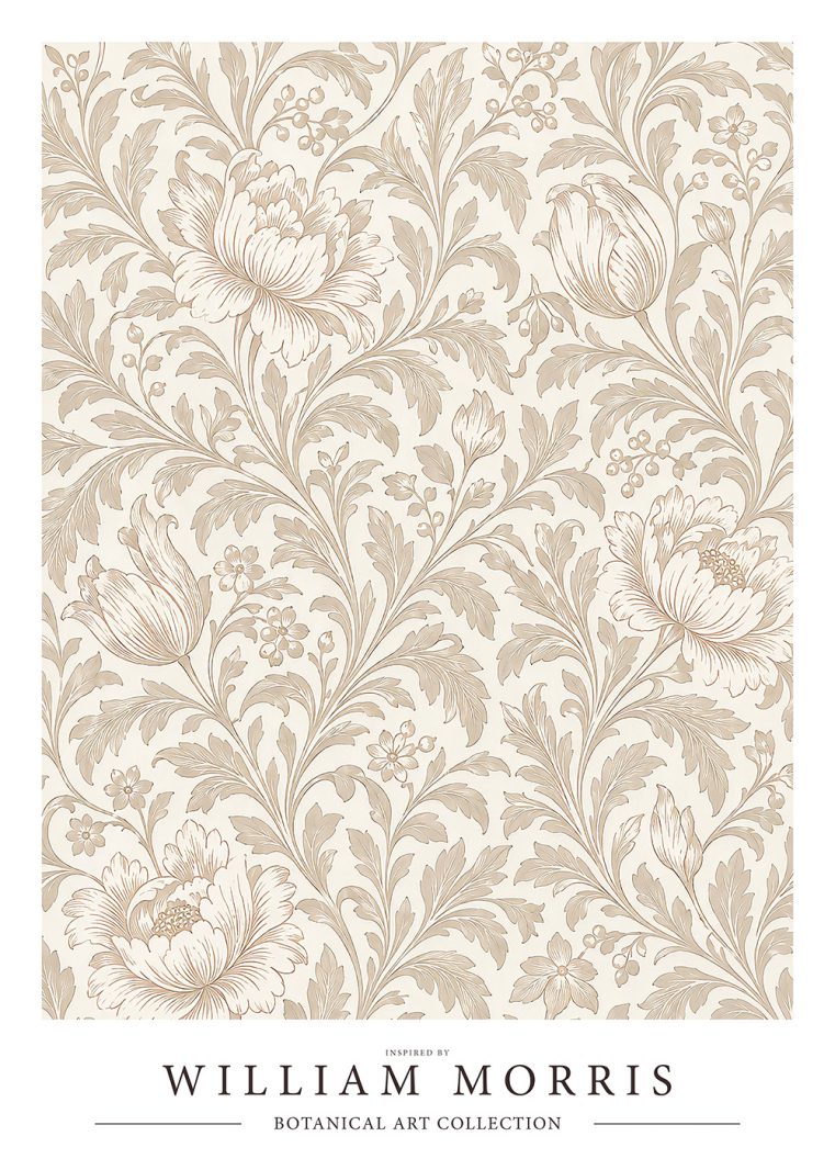 Ljus botanisk poster inspirerad av William Morris