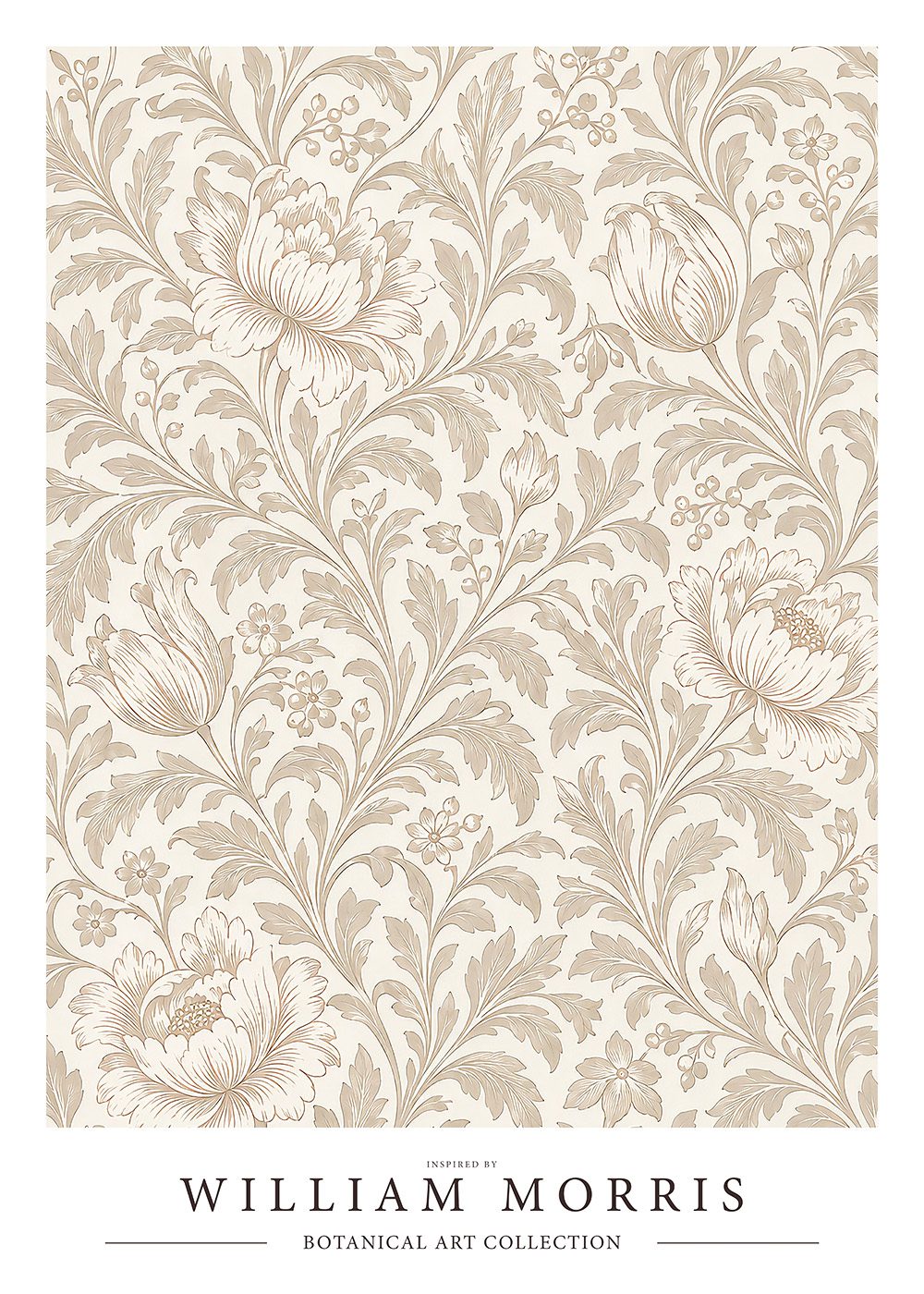 Ljus botanisk poster inspirerad av William Morris
