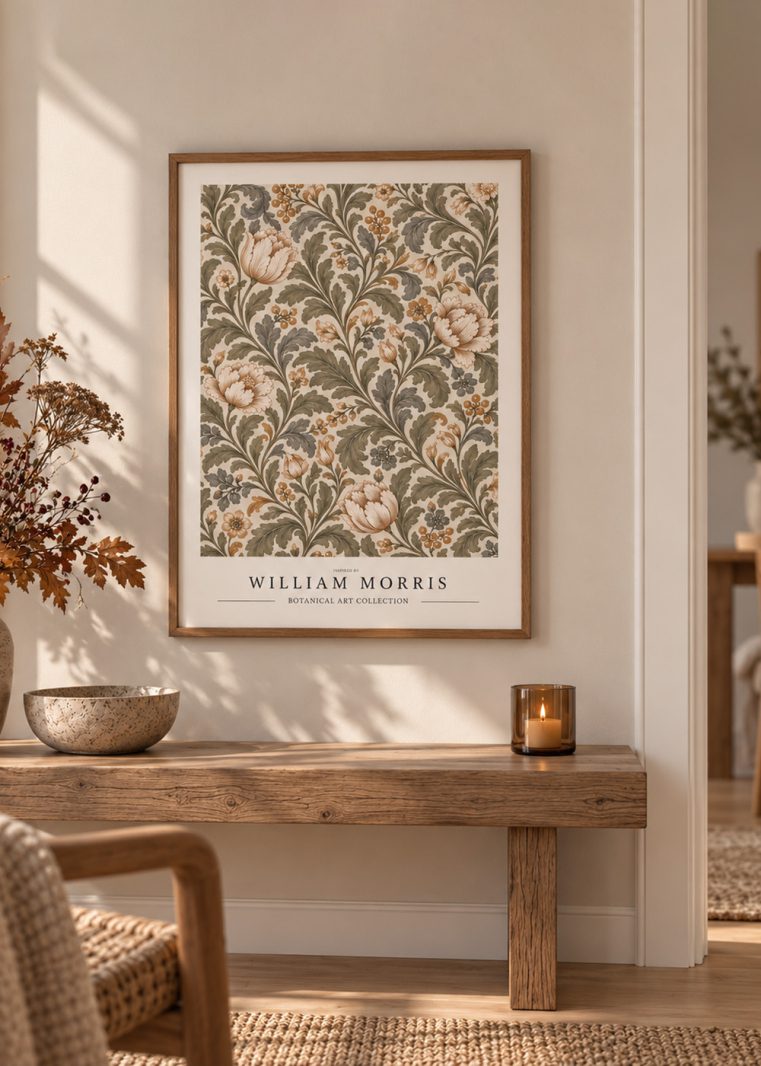 William Morris-inspirerad poster med botaniskt mönster