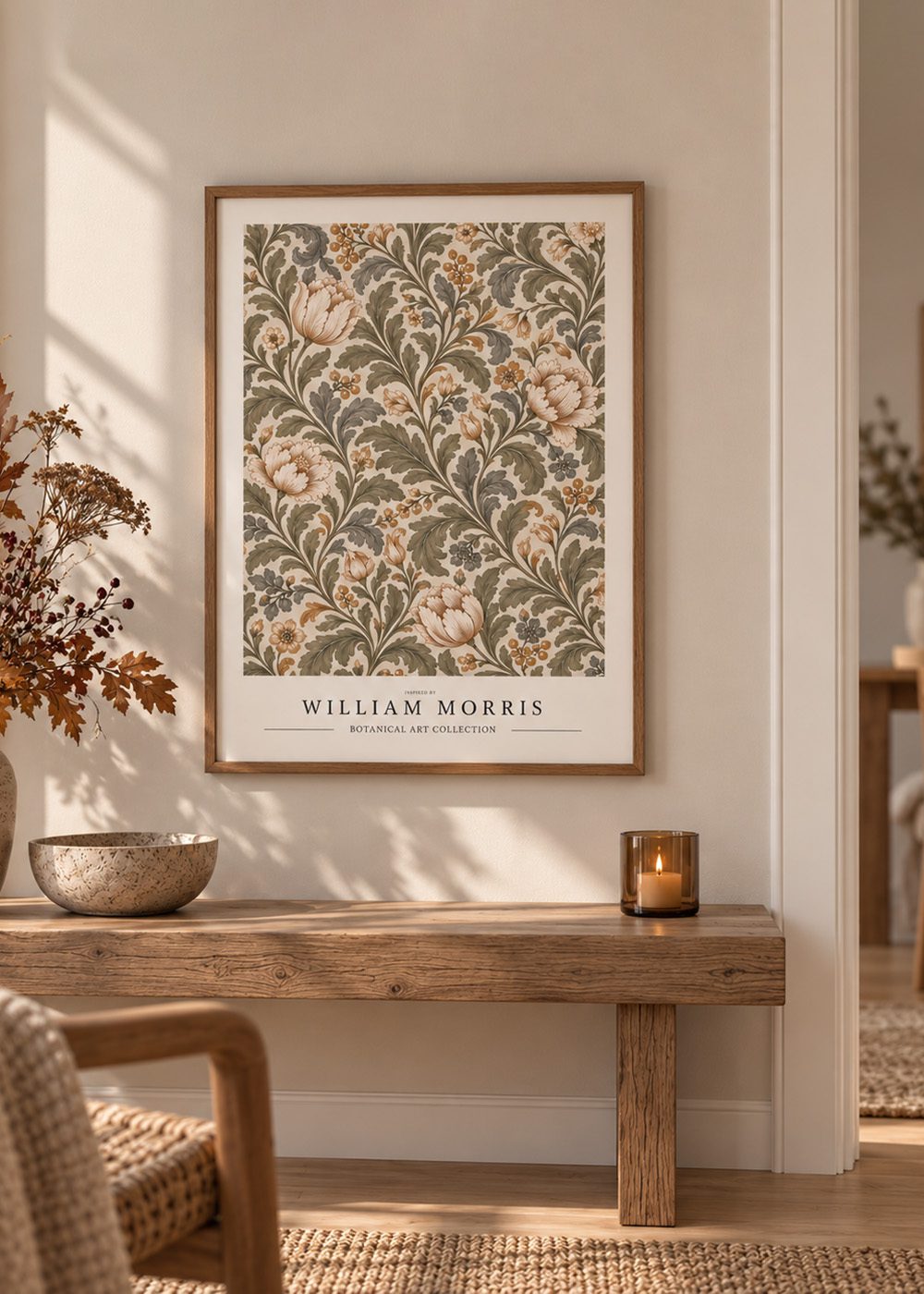 William Morris-inspirerad poster med botaniskt mönster