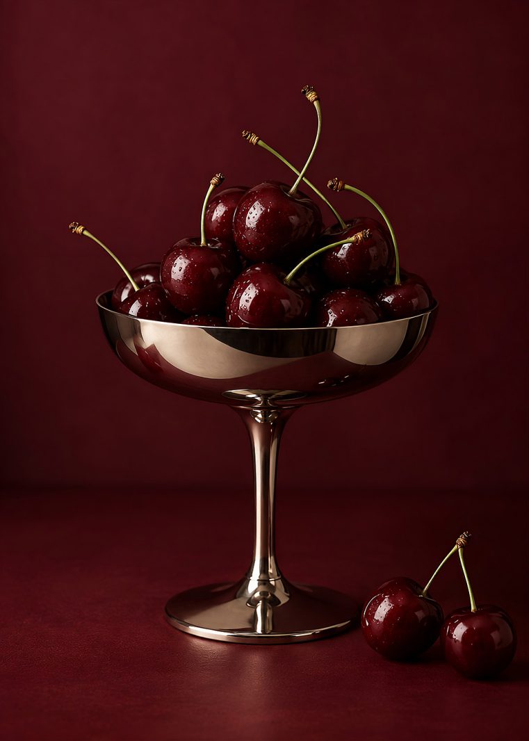 Modern körsbär poster i burgundy