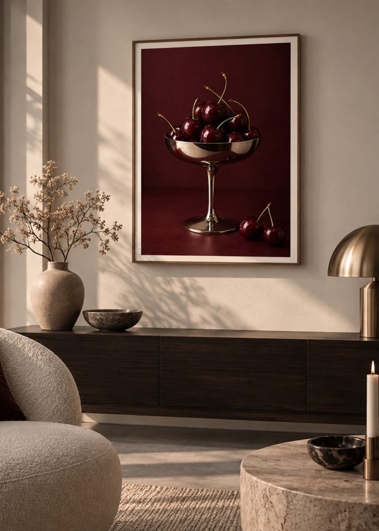 Modern körsbär poster i burgundy
