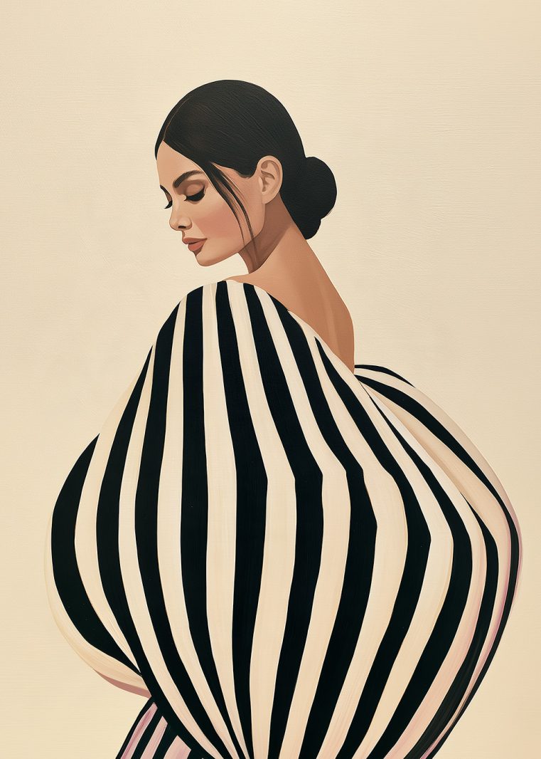 Modern fashion poster med grafiska ränder